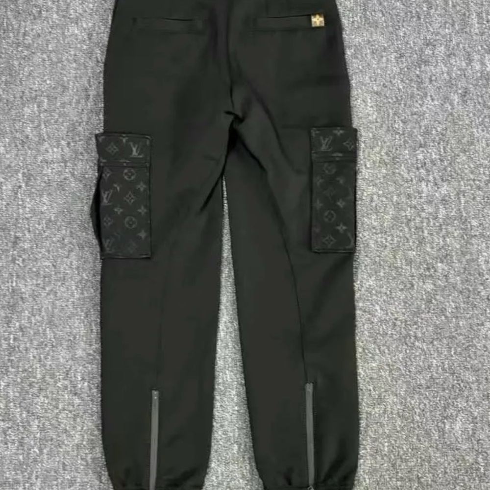Louis Vuitton Black Cargo Pants with Monogram Pockets